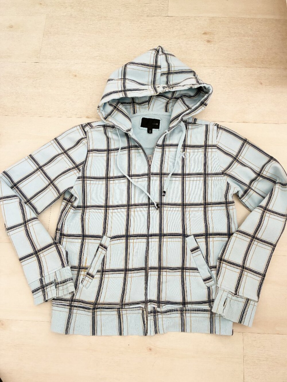 Y2K Hurley Plaid Zip-Up Hoodie - Holiday 2008 Blue/White Size S